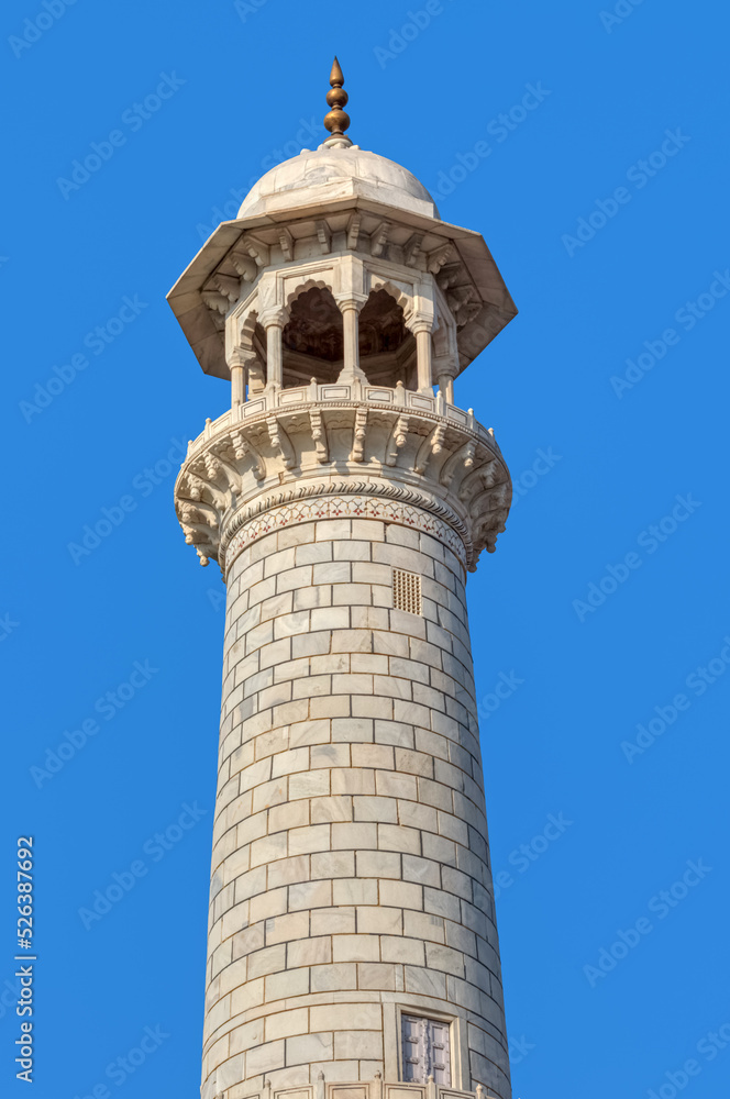 The Taj Mahal minaret detail, India