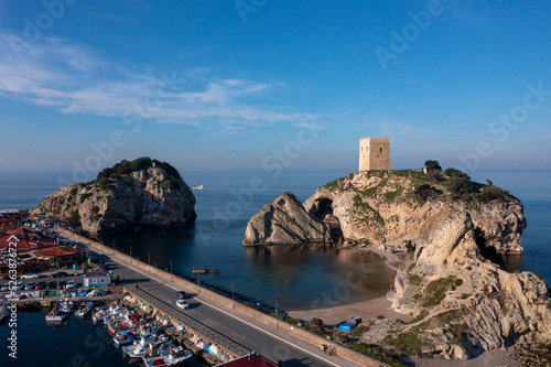 Canvas Print drone shooting sile castle and its surroundings, sile, istanbul, turkey