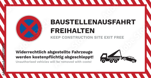 Bauzaun Banner Halteverbot Parkverbot Baustelle Abschleppen Fahrzeuge