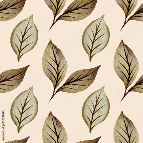 Seamless background with autumn leaf doodles  bright background. Luxury pattern for creating textiles  wallpaper  paper. Vintage. Romantic floral Illustration