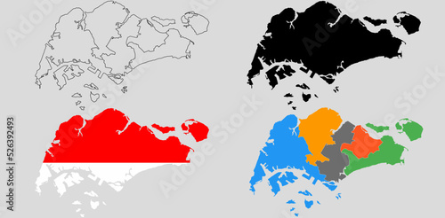 Singapore map icon set