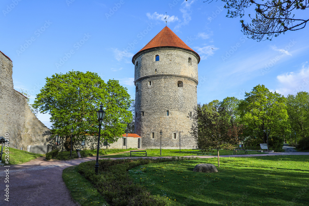 Medieval tower and fortress walls of Old Town Tallinn