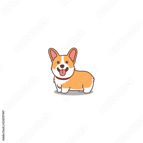 Cute corgi dog cartoon, vector illustration