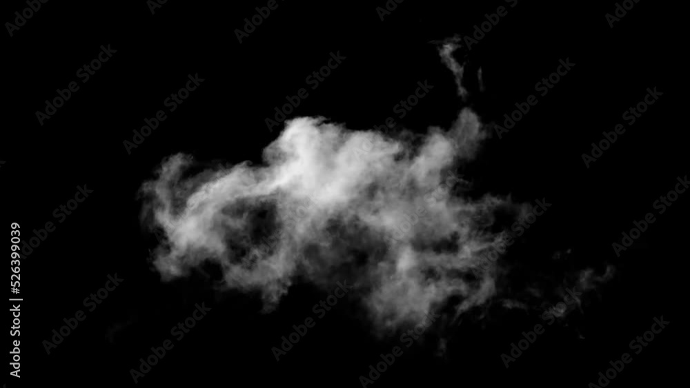 Cinemagraph Continuous Loop. White Cloud Isolated on Black Background. Good for Atmosphere Creation. Graphic Design Resource Cinemagraph Continuous Loop. White Cloud Isolated on Black Background. Good for Atmosphere Creation. Graphic Design Resource