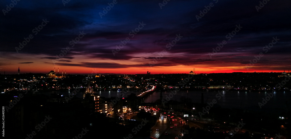 Sunset in Istanbul from Galata Halic
