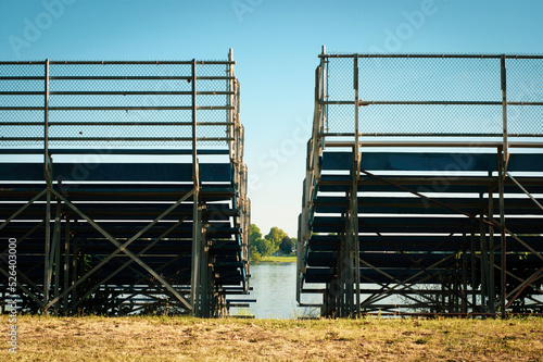 Bleachers on river for viewing of racing 