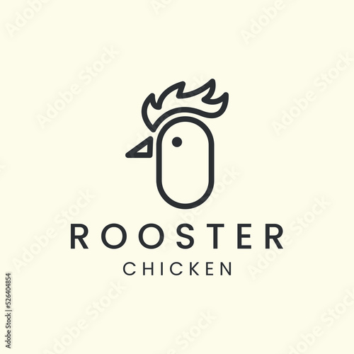 Foto rooster with line art style logo vector icon design
