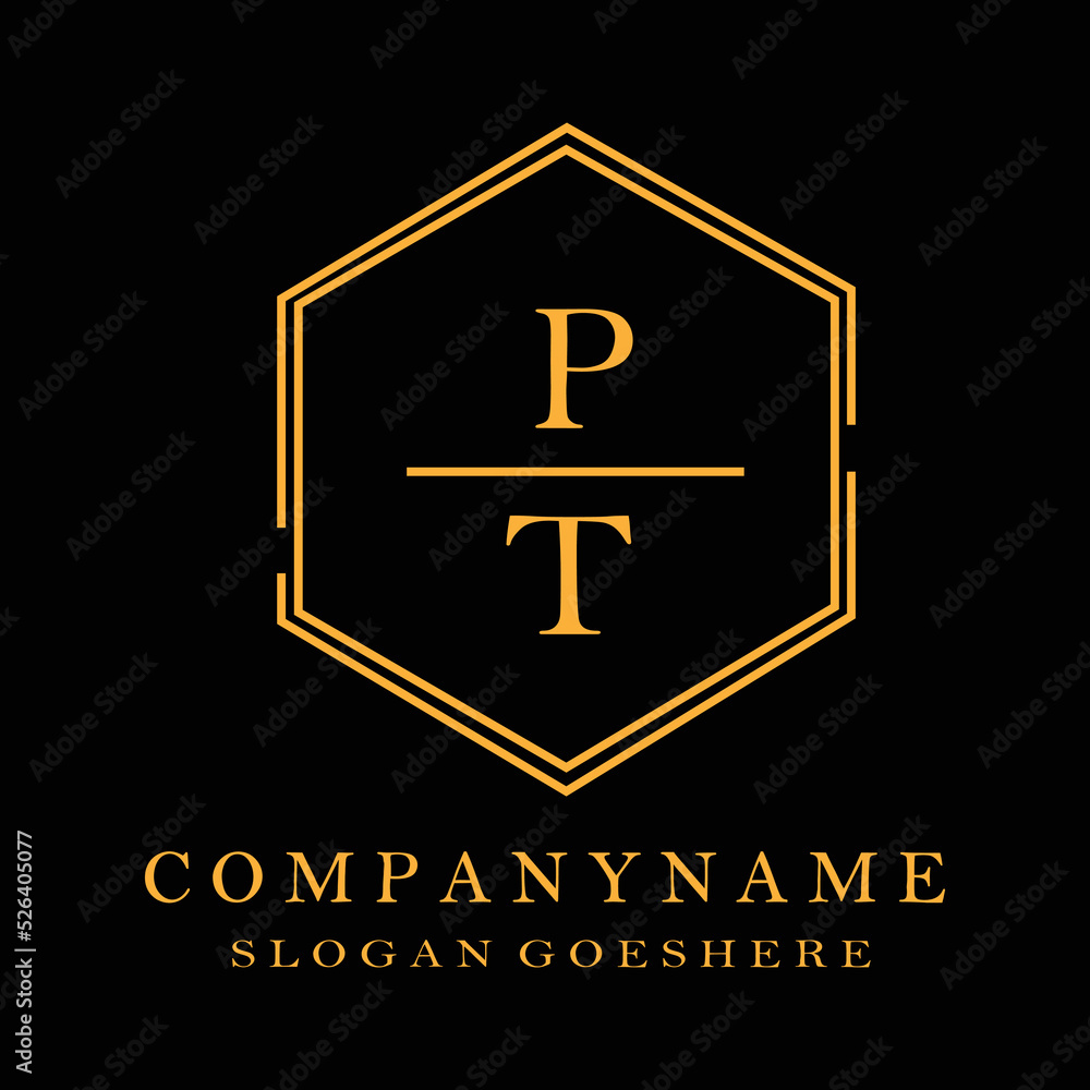 Obraz premium initials letter P.T handwriting logo vector template