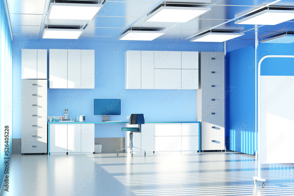 Interior of modern hospital. Doctors office without anyone. Spacious ...