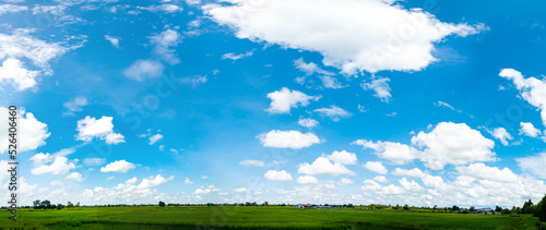 Amazing of panoramic blue sky background with small clouds.
