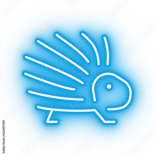 Canvas Print Neon blue porcupine icon, transparent background, neon safari animal icon