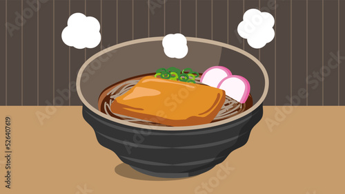 きつねそば　背景あり　16:9