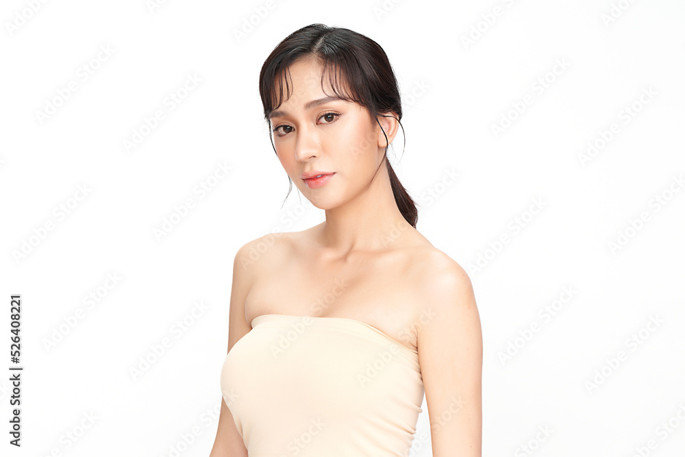 Beautiful young asian woman with clean fresh skin on white background, Face care, Facial treatment, Cosmetology, beauty and spa, Asian women portrait. Beautiful young asian woman with clean fresh skin on white background, Face care, Facial treatment, Cosmetology, beauty and spa, Asian women portrait.