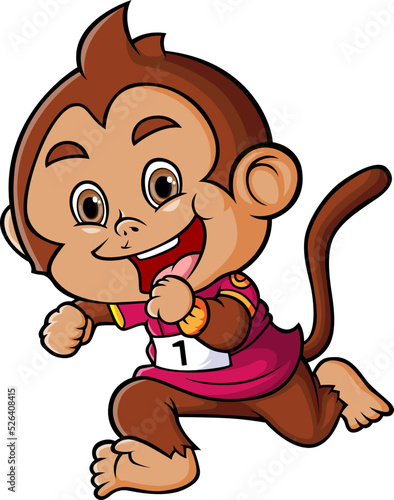 Photography The happy monkey is doing the marathon and running so fast