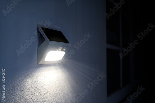Small solar powered led light with motion sensor..
