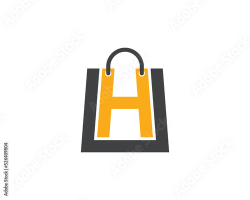 Letter H Shopping Bag Logo Concept sign icon symbol Design Line Art Style. Shop Logotype. Vector illustration template