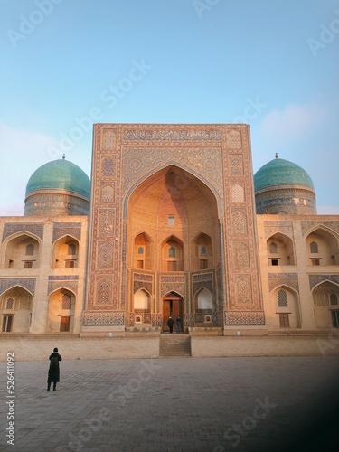 [Uzbekistan] Exterior of Mir i Arab Madrasa in Poi Kalan with blue sky (Bukhara) photo