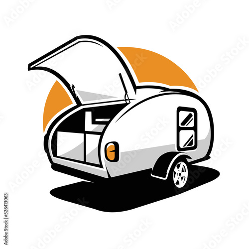 Caravan illustration vector isolated. Best for camper and outdoor related industry