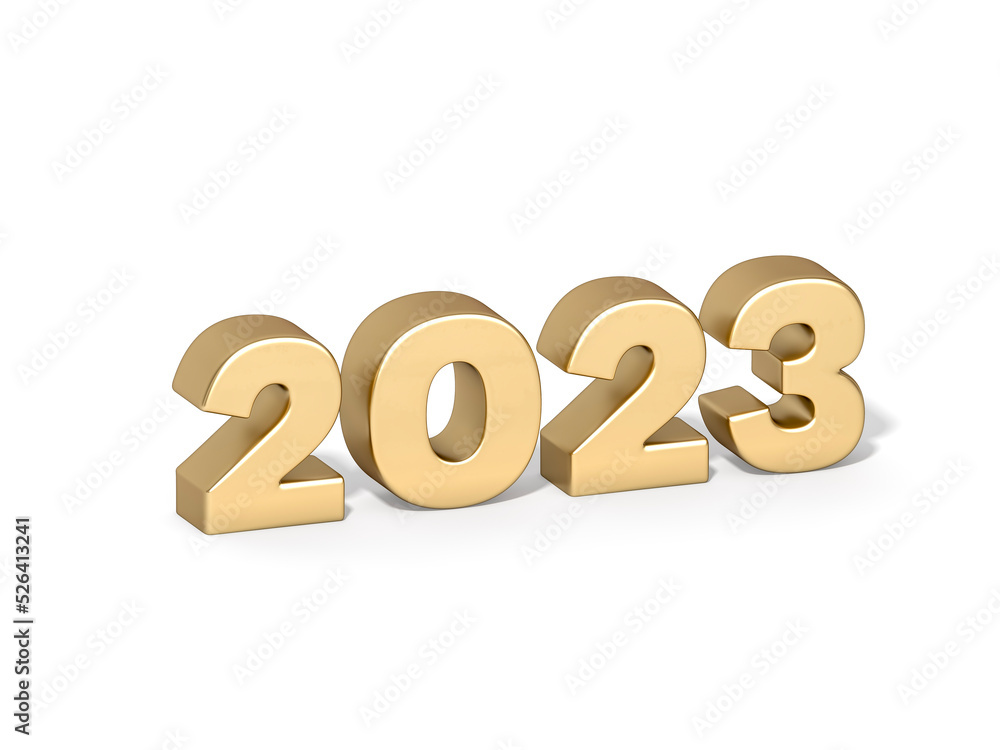 New Year 2023 gold decoration Isolated object on white background 3d rendering. 3d illustration luxury number celebration festival minimal creative design concept. New Year 2023 gold decoration Isolated object on white background 3d rendering. 3d illustration luxury number celebration festival minimal creative design concept.