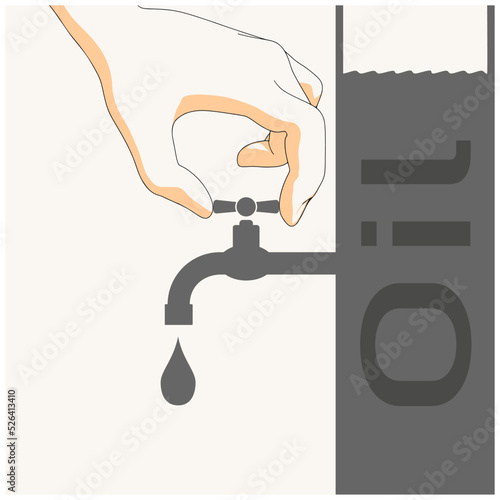 Opening, closing the pipeline. Hand turn the valve on the pipe. Pipeline transport. Transportation of oil, gasoline, fuel. Open the faucet. Flat design. Business illustration