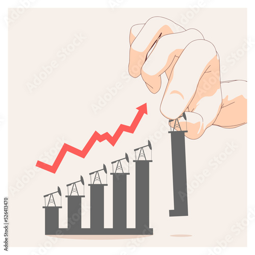 Hand puts another bar in the oil growth chart