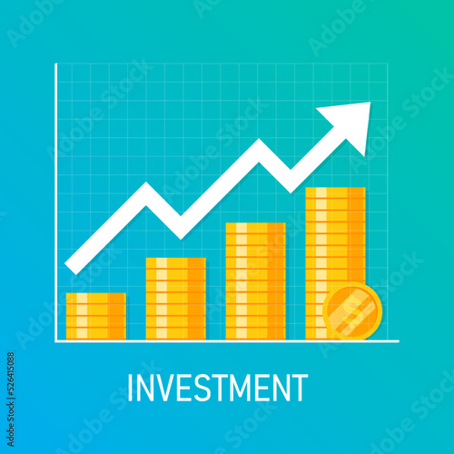 business investment growth arrows to success. return on investment ROI. Increased money rate income. vector illustration in flat style modern design.