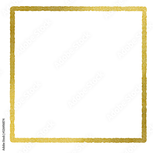 Gold square frame element with line border png.