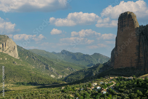 Geological formation of the mallos de Riglos in Huesca, Aragon
