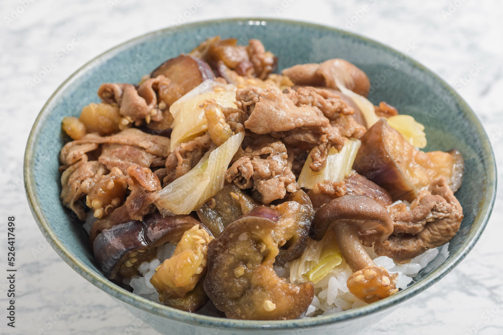 豚肉と茄子の丼