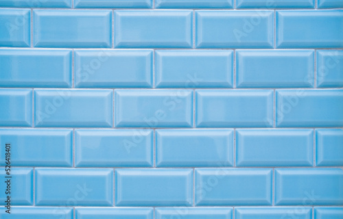 Decorative blue ceramic brick tiles wall pattern