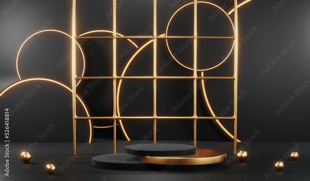 3D rendering of blank product background for cream cosmetics Modern black podium background 3D rendering of blank product background for cream cosmetics Modern black podium background