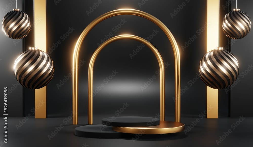 3D rendering of blank product background for cream cosmetics Modern black podium background 3D rendering of blank product background for cream cosmetics Modern black podium background
