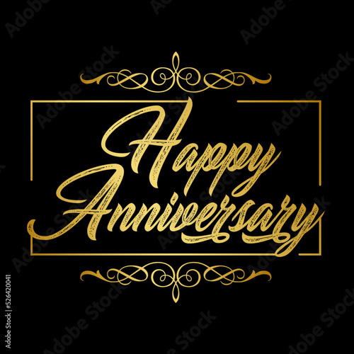 luxury style happy anniversary text banner golden vector icon