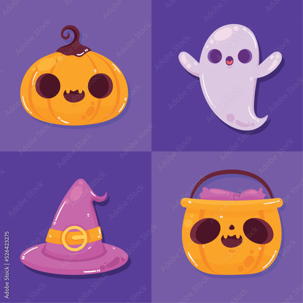 Obraz premium four halloween celebration icons