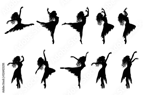 cute girl dancing silhouette illustration