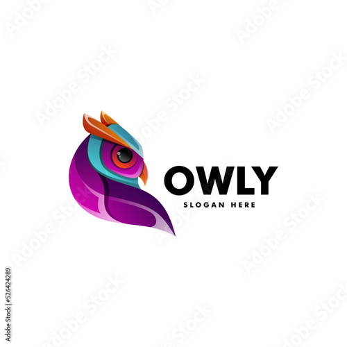 Vector logo illustration Owl gradient colorful style