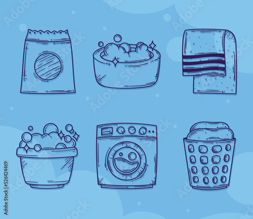 six laundry service icons