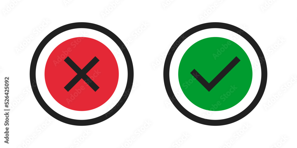 red cross and green check mark icons, vector icons red cross and green check mark icons, vector icons