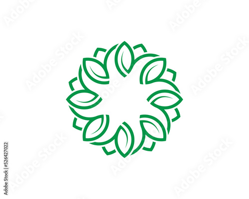 Leaf Circle Logo Concept symbol sign icon Design. Herbal, Natural, Eco Logotype. Vector illustration template