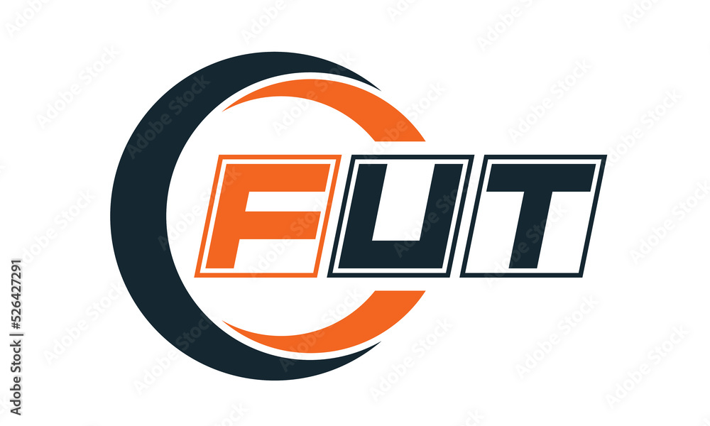 FUT threeletter circle logo design. custom font logo vector template