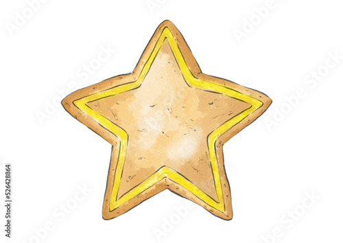 星型のクリスマスクッキーのイラスト（水彩風）