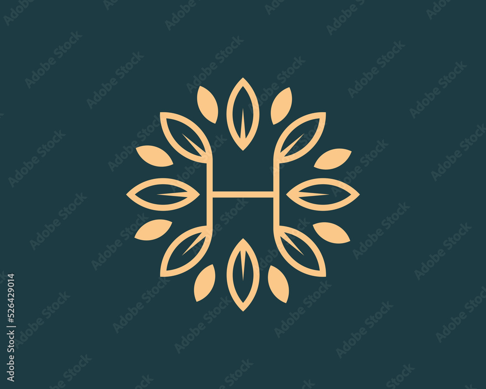 Letter H Leaf Circle Logo Concept sign icon symbol Design. Floral, Herbal, Natural, Eco Logotype. Vector illustration template