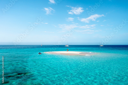 white sand cay in the middle of the Great Barrier Reef - tropical paradise  