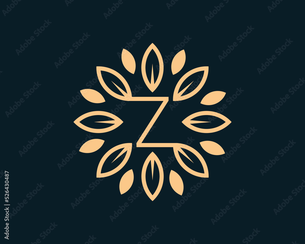 Letter Z Leaf Circle Logo Concept sign icon symbol Design. Floral, Herbal, Natural, Eco Logotype. Vector illustration template