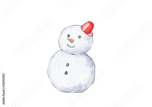 シンプルな2段雪だるまのイラスト（水彩風）