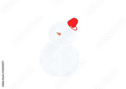 シンプルな2段雪だるまのイラスト（版画風）