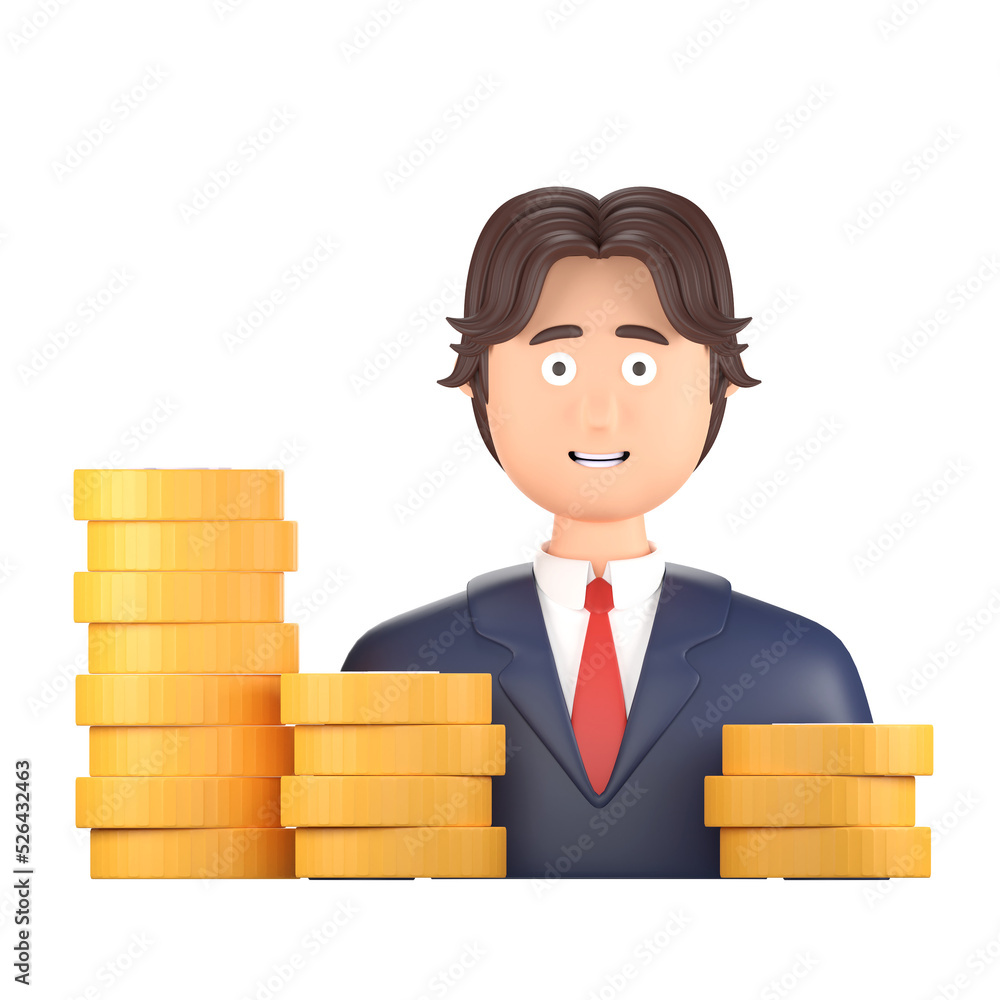 rich businessman success financial freedom 3d icon illustration rich businessman success financial freedom 3d icon illustration
