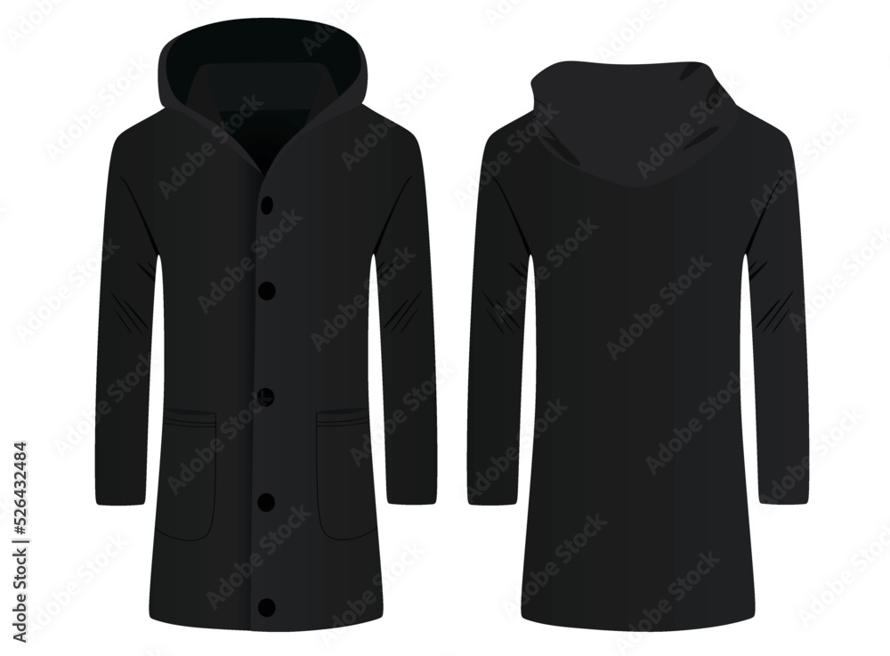 Black overcoat jacket. vector illustration Black overcoat jacket. vector illustration