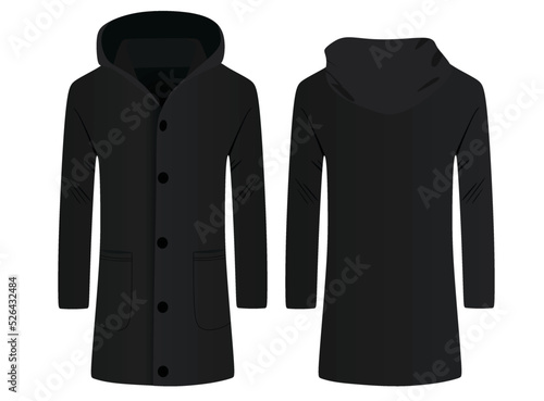 Black overcoat jacket. vector illustration