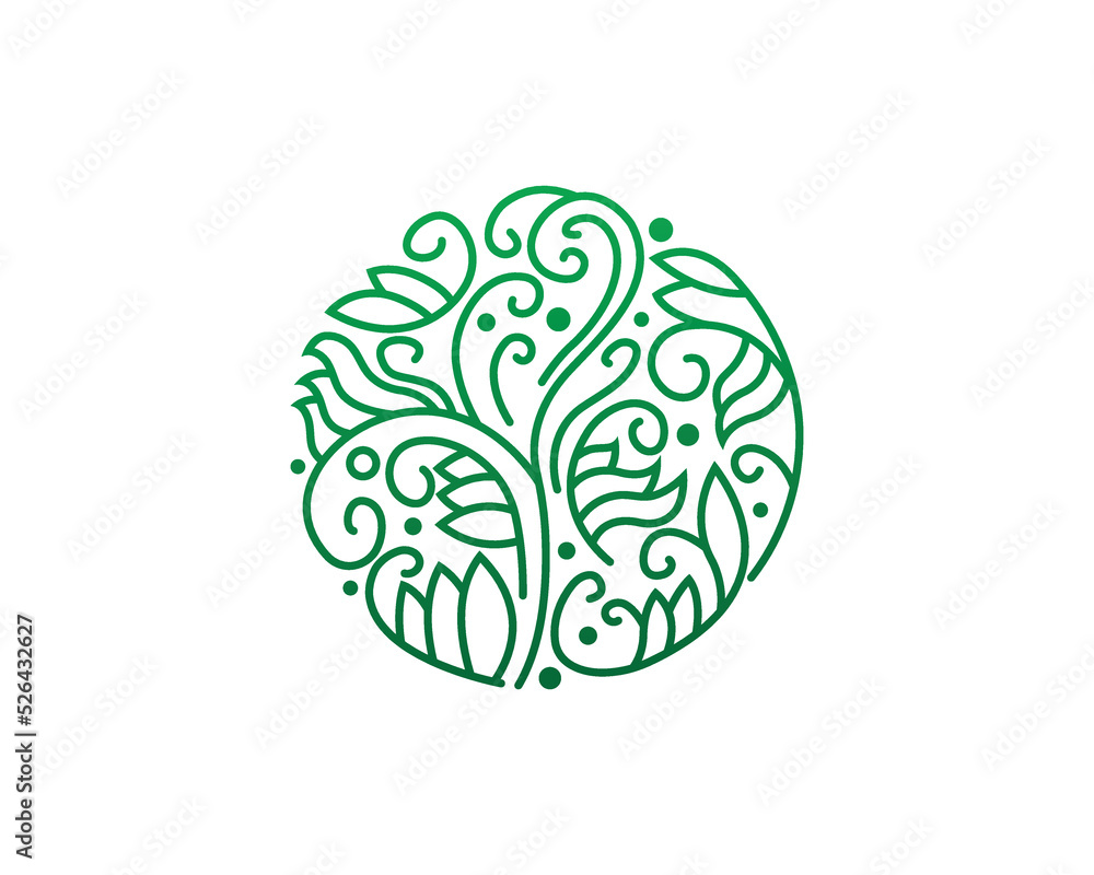 Obraz premium Floral Flower Logo Concept symbol sign icon Design. Spa, Herbal, Natural, Eco Logotype. Vector illustration template
